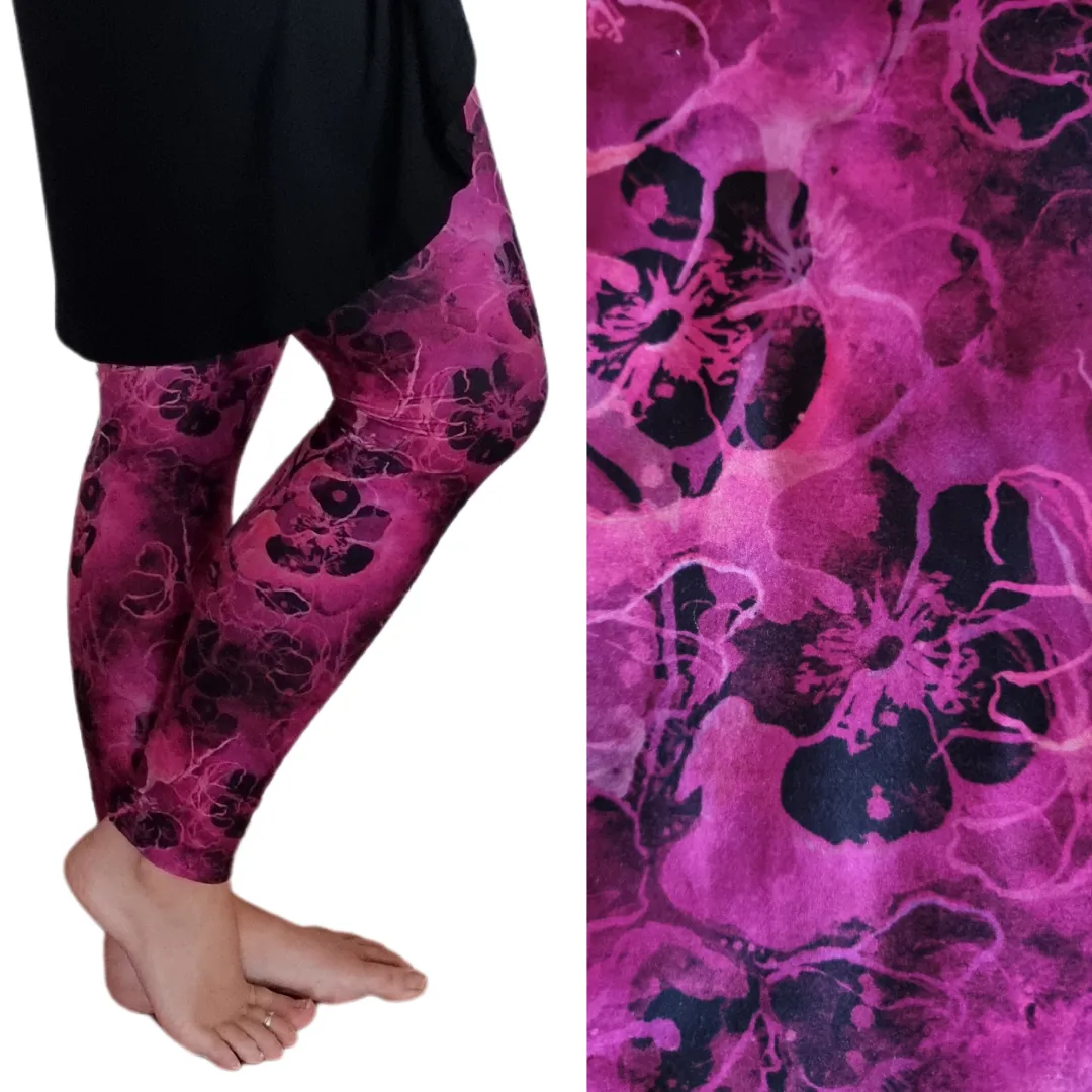 Leggings Full Length Magenta Garden