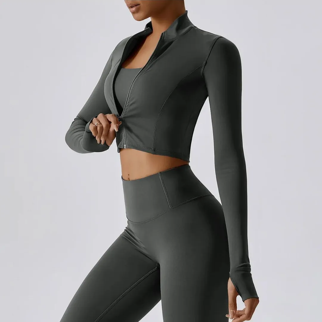LETICIA CROPPED ZIPPER JACKET