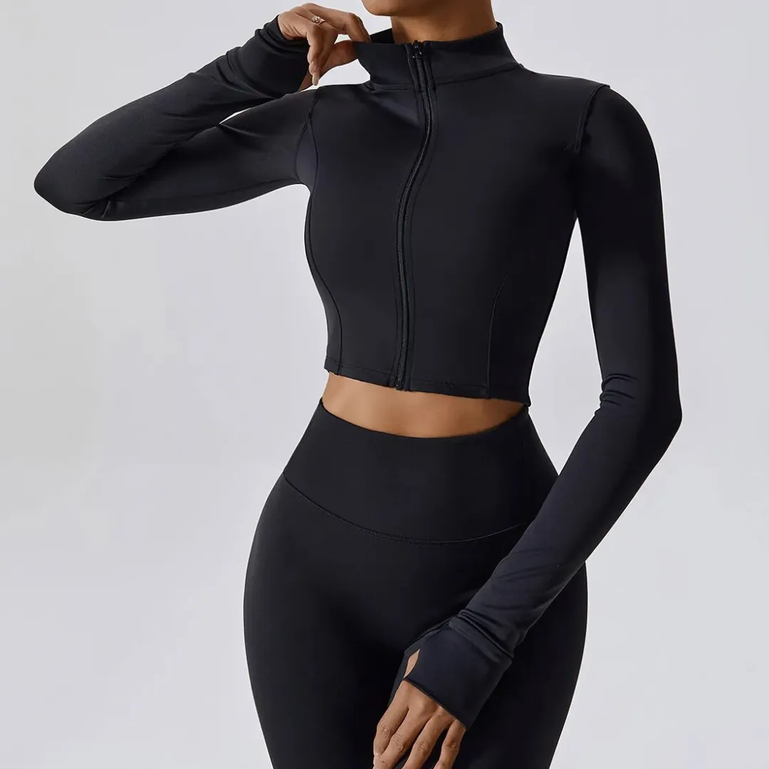 LETICIA CROPPED ZIPPER JACKET