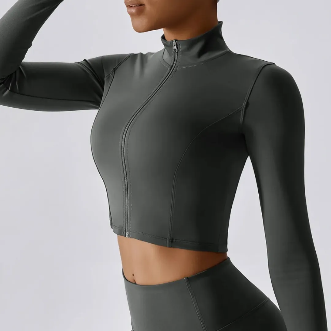LETICIA CROPPED ZIPPER JACKET