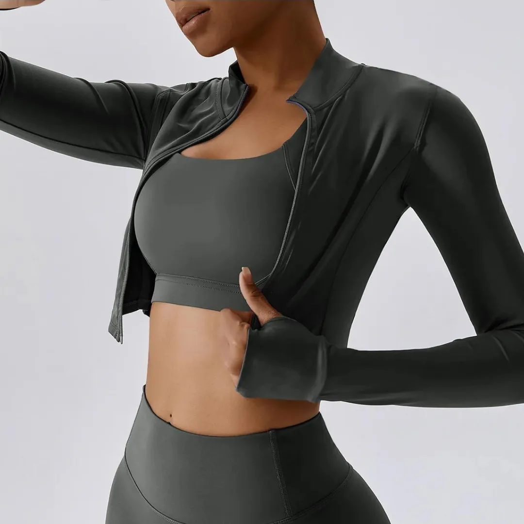 LETICIA CROPPED ZIPPER JACKET