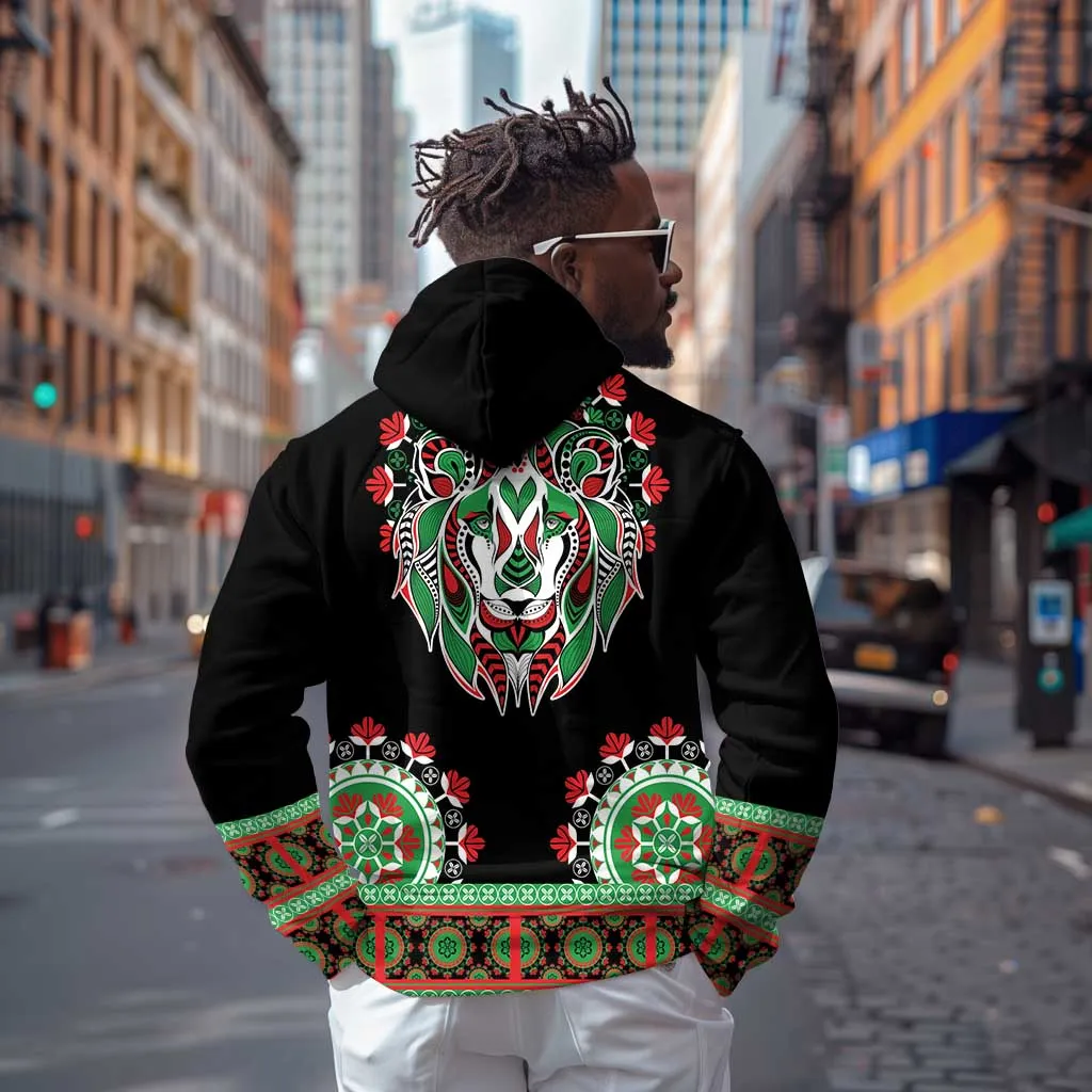 Libya Barbary Lion Zip Hoodie Dashiki Simple Style LT05