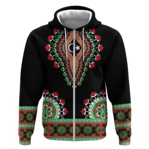 Libya Barbary Lion Zip Hoodie Dashiki Simple Style LT05