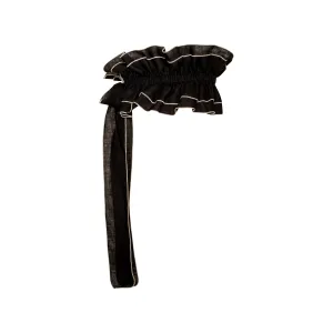 Linen Belt with Ruffles Afternoon, Black