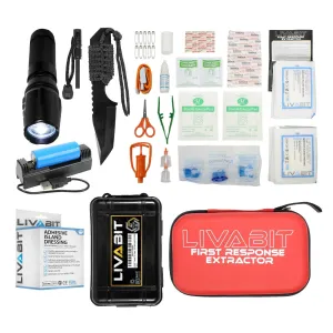 LIVABIT Camping Hiking Survival First Aid Kit, Flashlight, Knife Fire Starter