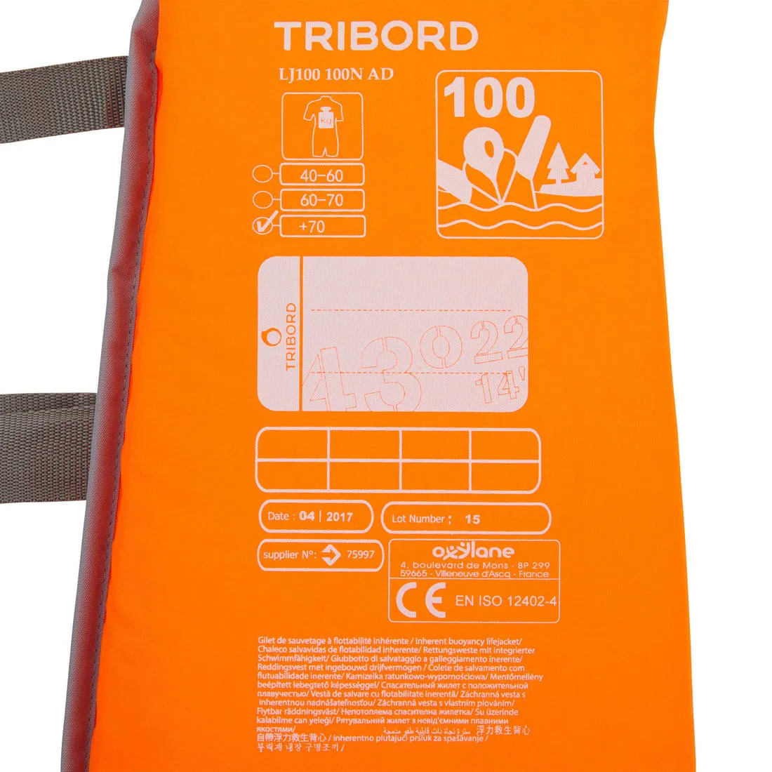 LJ100 Adult 100N Foam Sailing Life Jacket