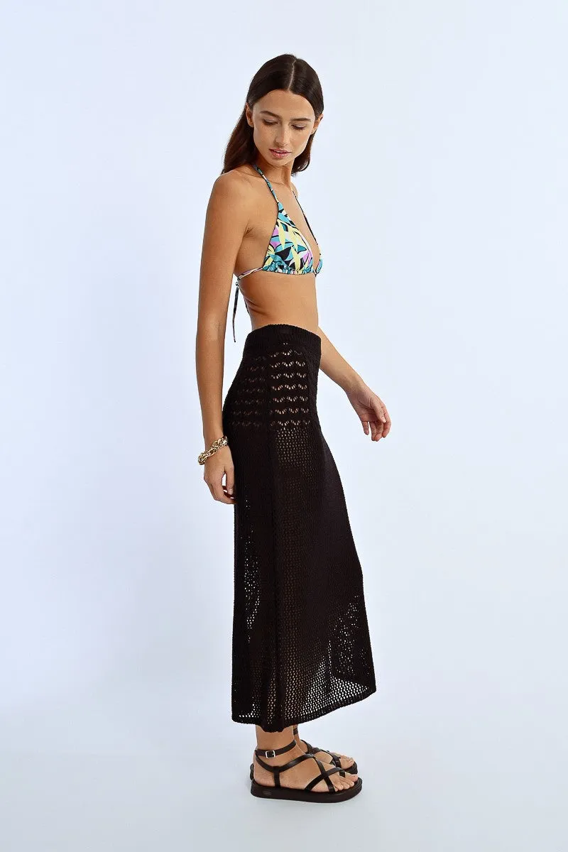 LONG OPENWORK KNIT SKIRT