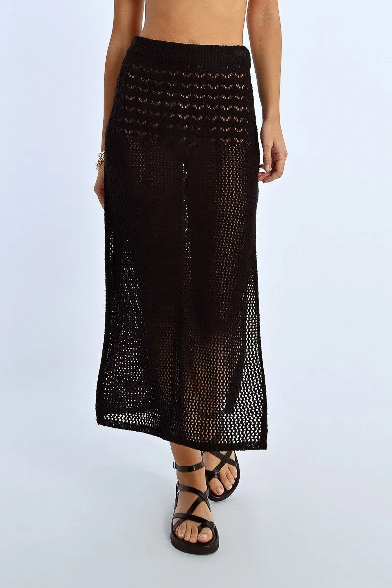 LONG OPENWORK KNIT SKIRT
