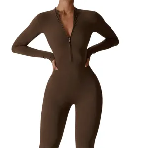 Long Sleeved Women's Zipper Jumpsuits