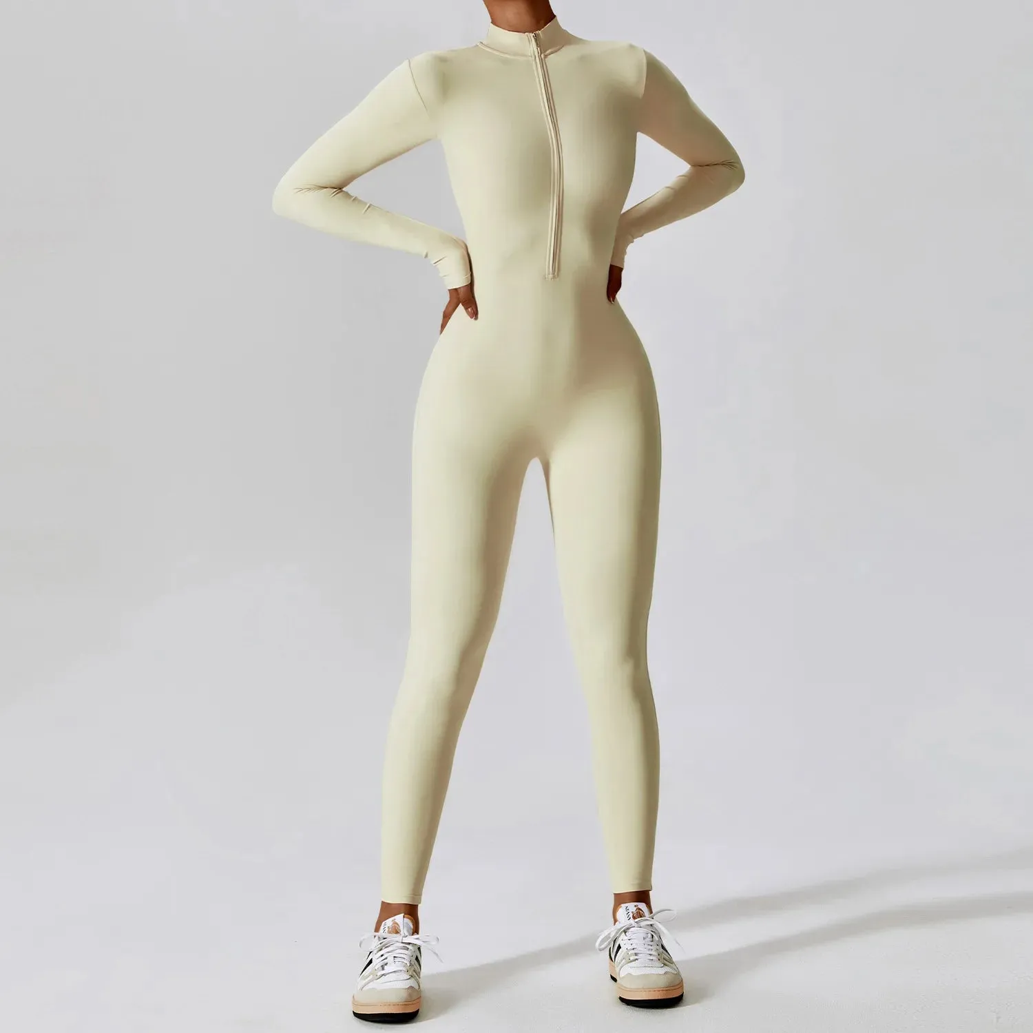 Long Sleeved Women's Zipper Jumpsuits