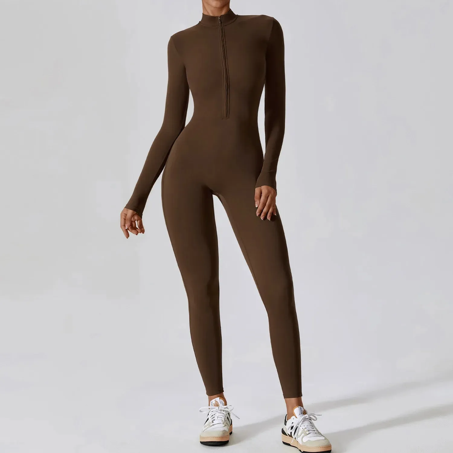 Long Sleeved Women's Zipper Jumpsuits