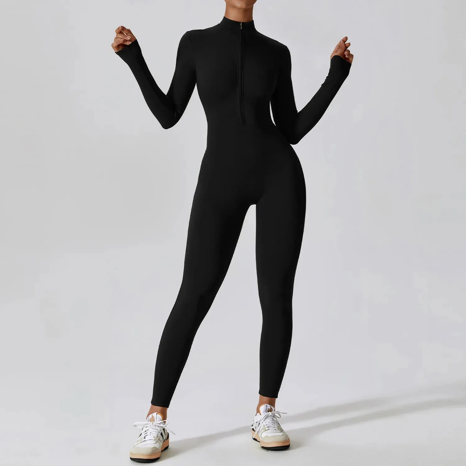 Long Sleeved Women's Zipper Jumpsuits