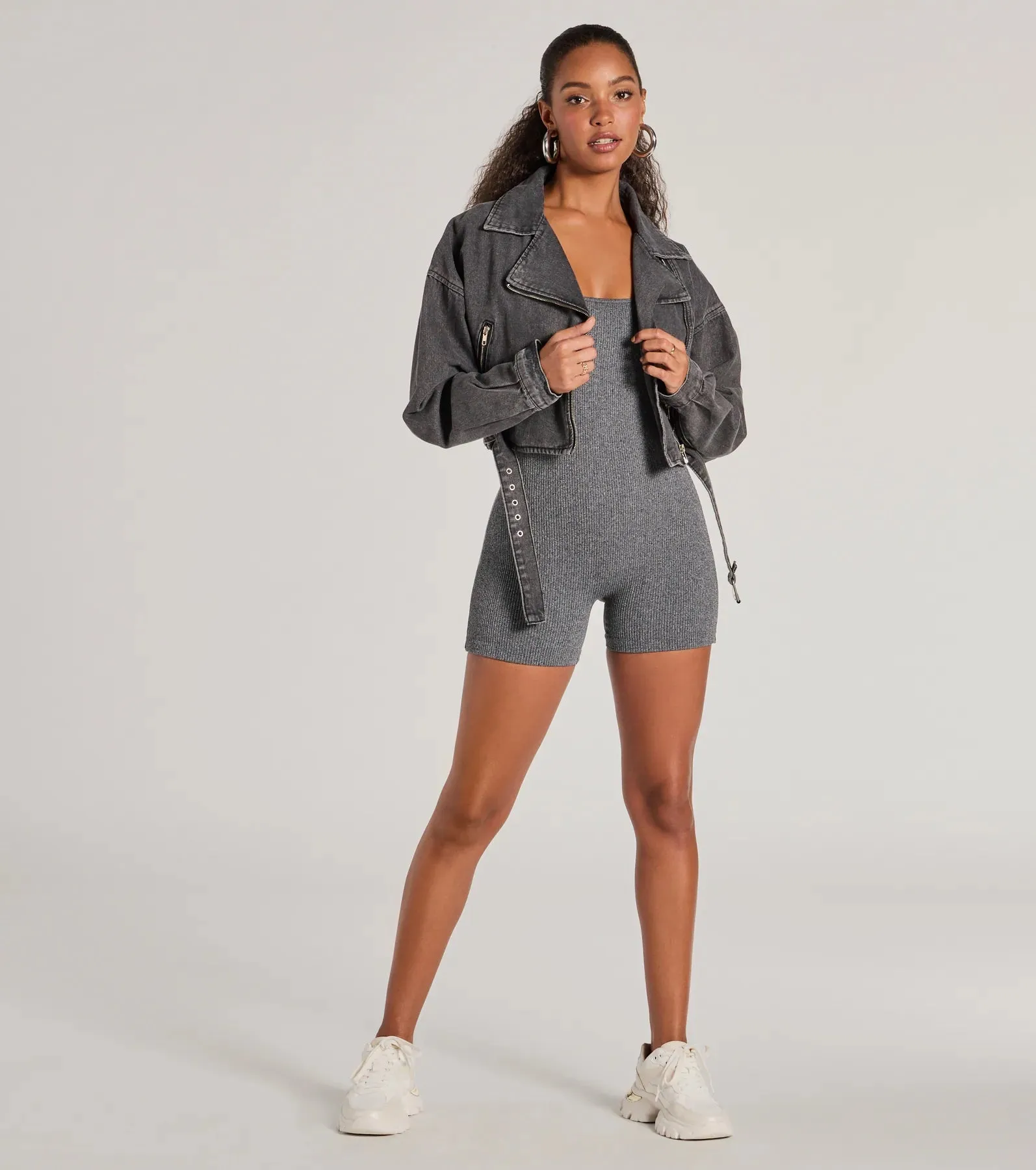 Lounge Moments Basic Short Sleeve Rib Knit Romper