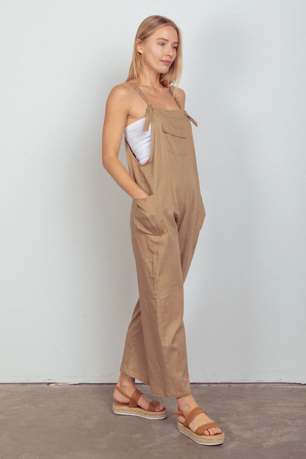 Lovely Day Relaxed Fit Solid Linen Casual Jumpsuit - Final Sale