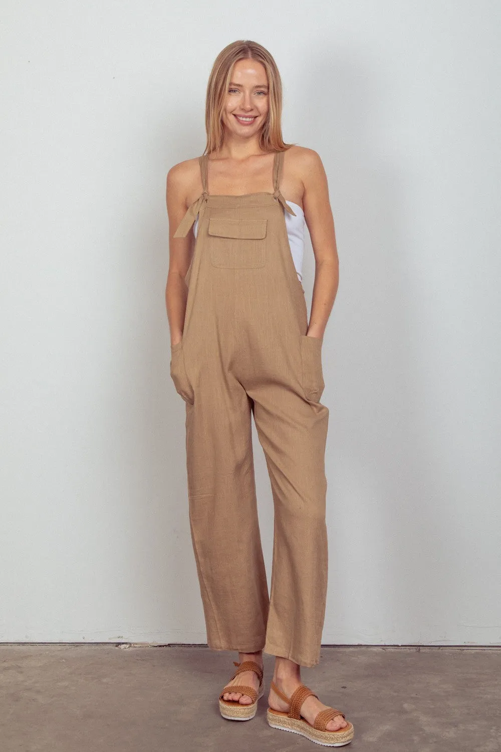 Lovely Day Relaxed Fit Solid Linen Casual Jumpsuit - Final Sale