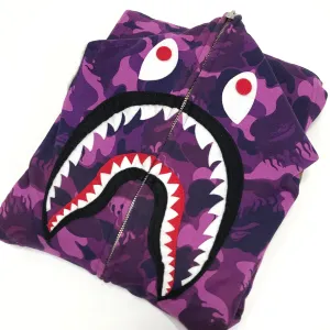 [M] A Bathing Ape Bape Fire Flame Camo Full Zip Shark Hoodie