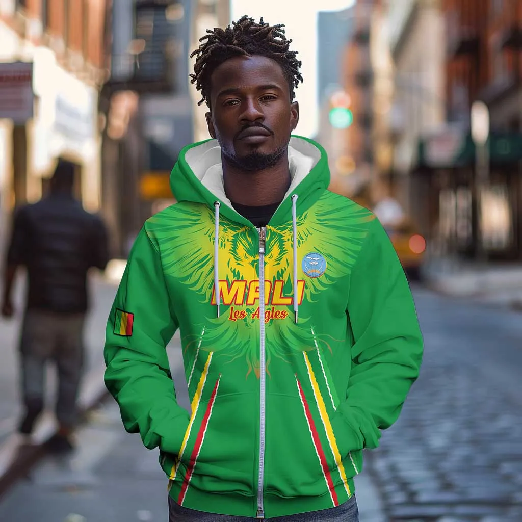 Mali Football Custom Zip Hoodie Go Eagles - Green Color LT15
