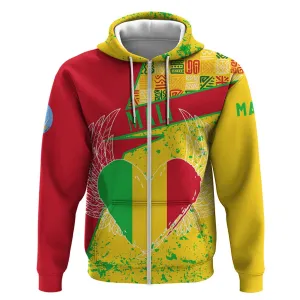 Mali in My Heart Zip Hoodie Map with National Flag Colors TS04