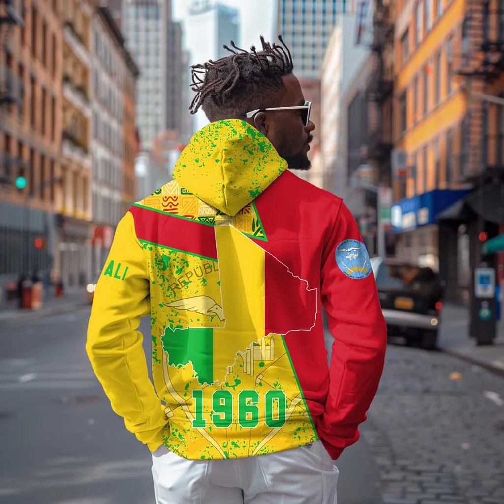 Mali in My Heart Zip Hoodie Map with National Flag Colors TS04