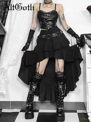 Maramalive™ Goth Harajuku Irregular Skirt Women Mall Gothic Vintage High Waist Skirt Fairycore Grunge Y2k Streetwear Punk Rave Clothes