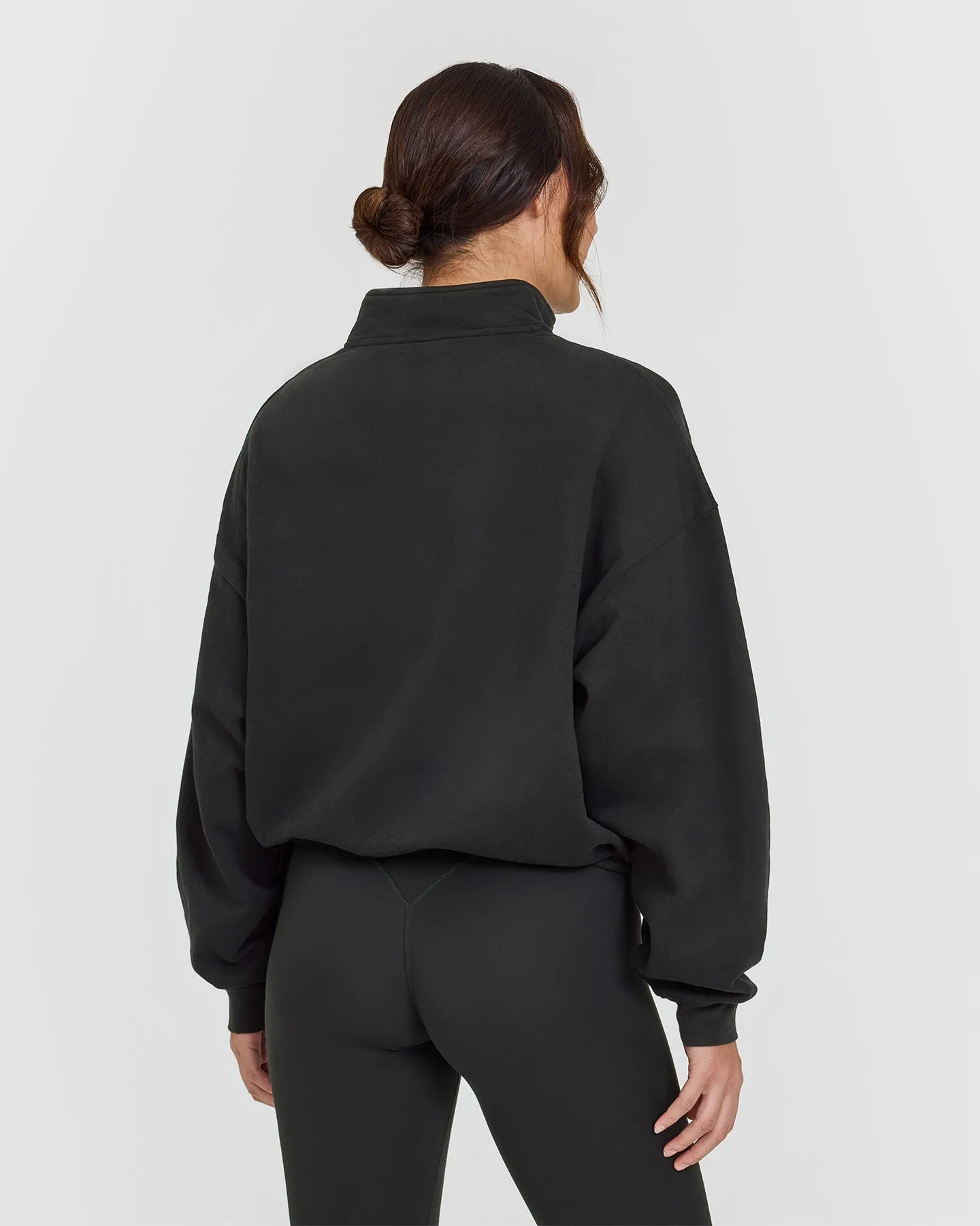 Mid Weight 1/4 Zip Sweatshirt | Soft Black