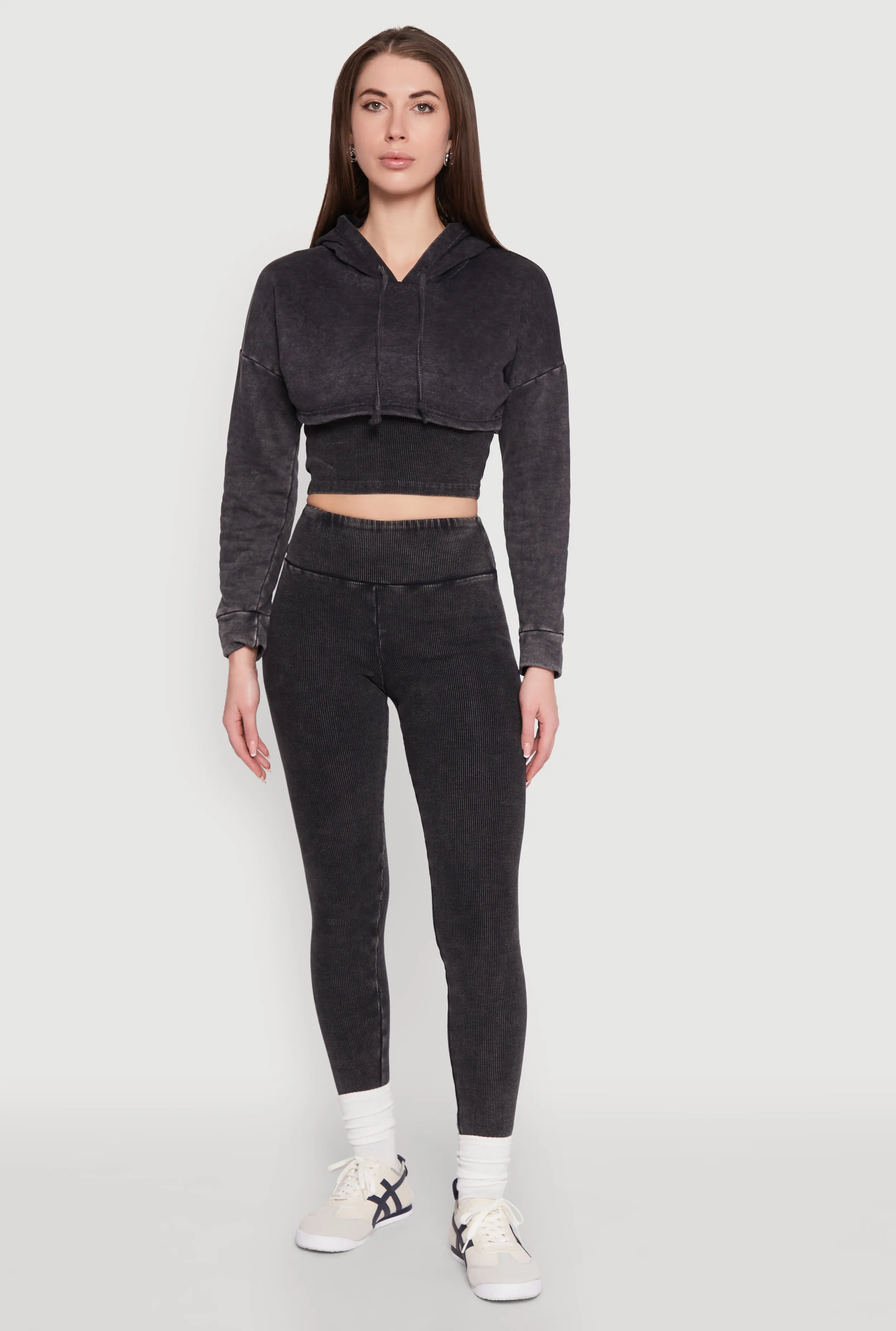 Mineral Wash Hooded Crop Top