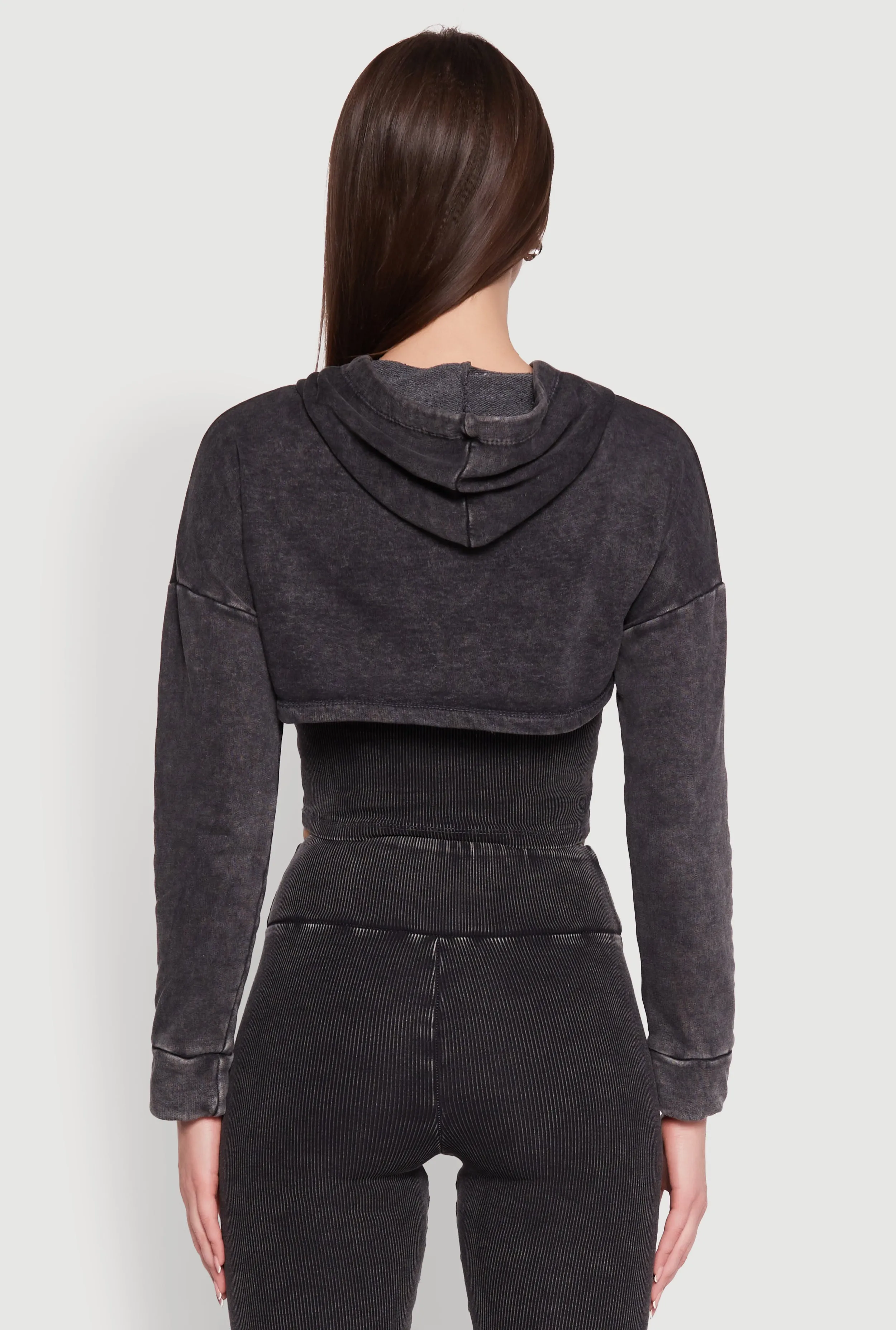 Mineral Wash Hooded Crop Top