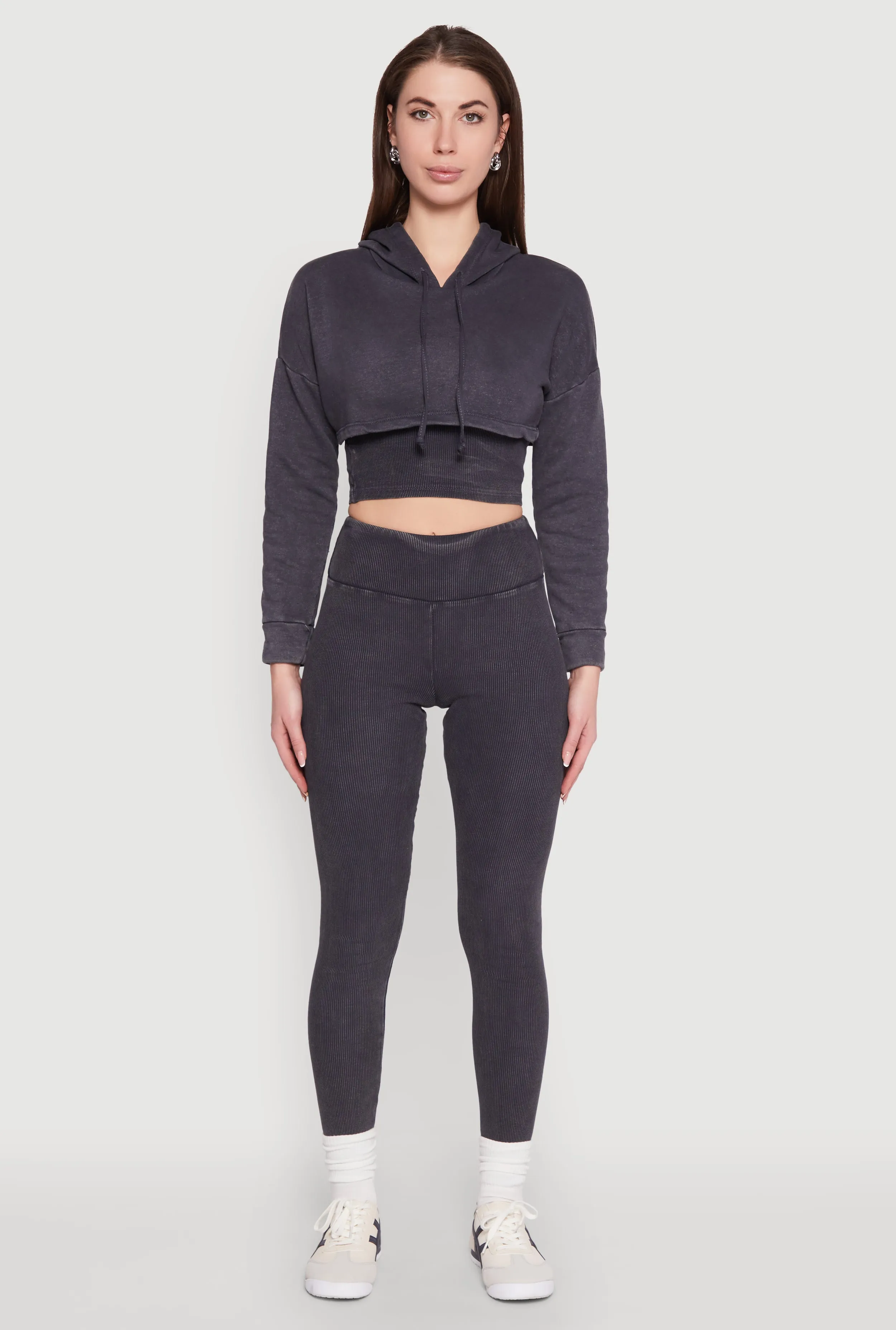 Mineral Wash Hooded Crop Top