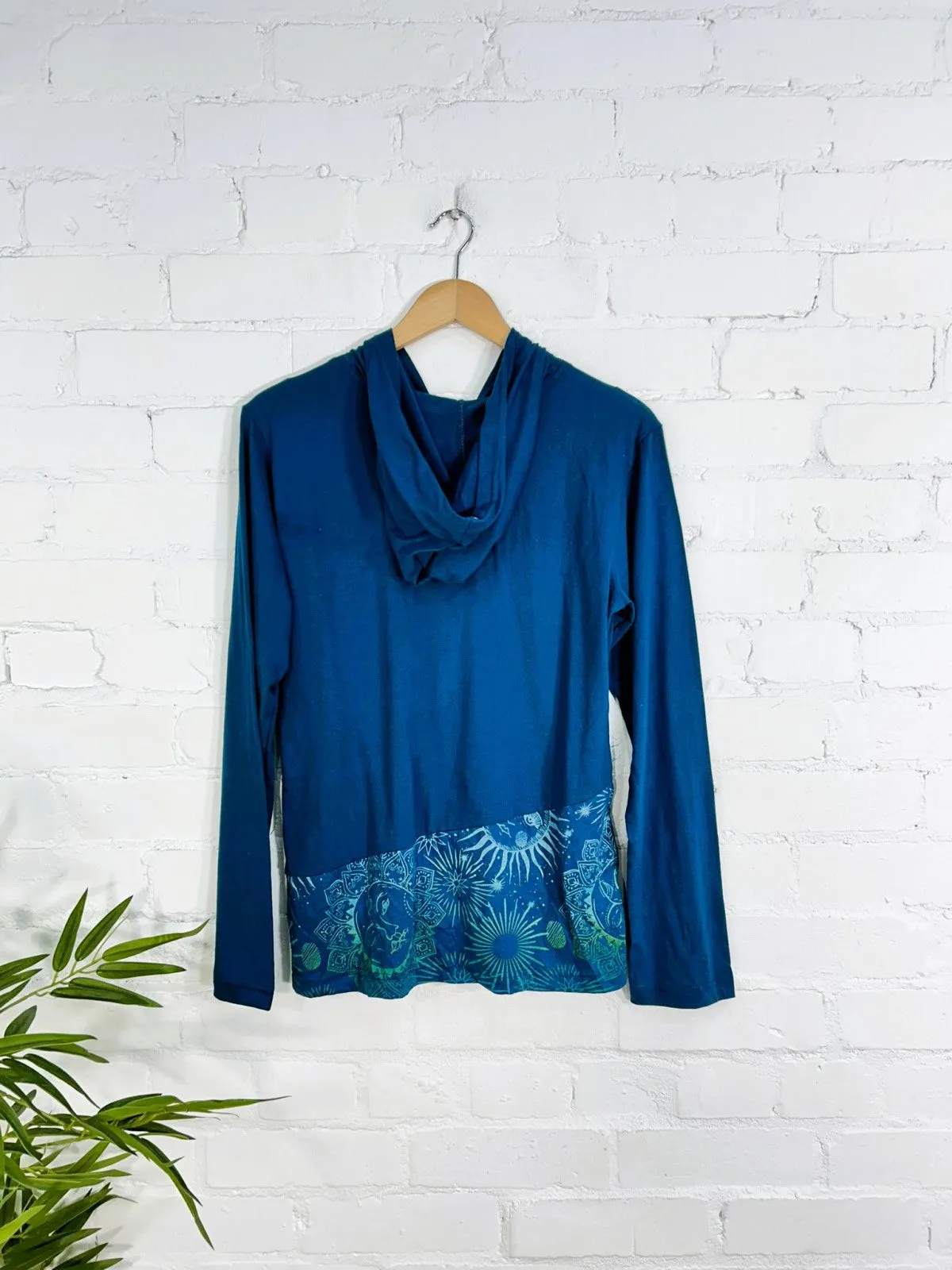 Moon Print Zip Hood Top