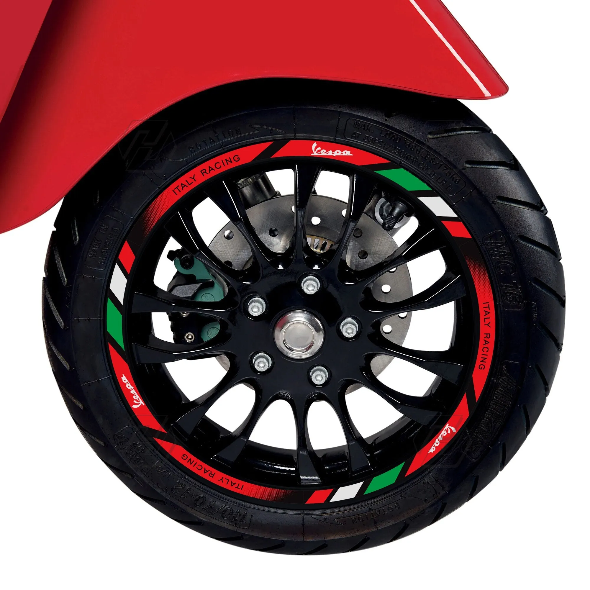 Motorcycle 12&quot; Wheel Reflective Sticker Kit Case for Vespa GTS GTV 250 300 Sprint 50 150 Rim