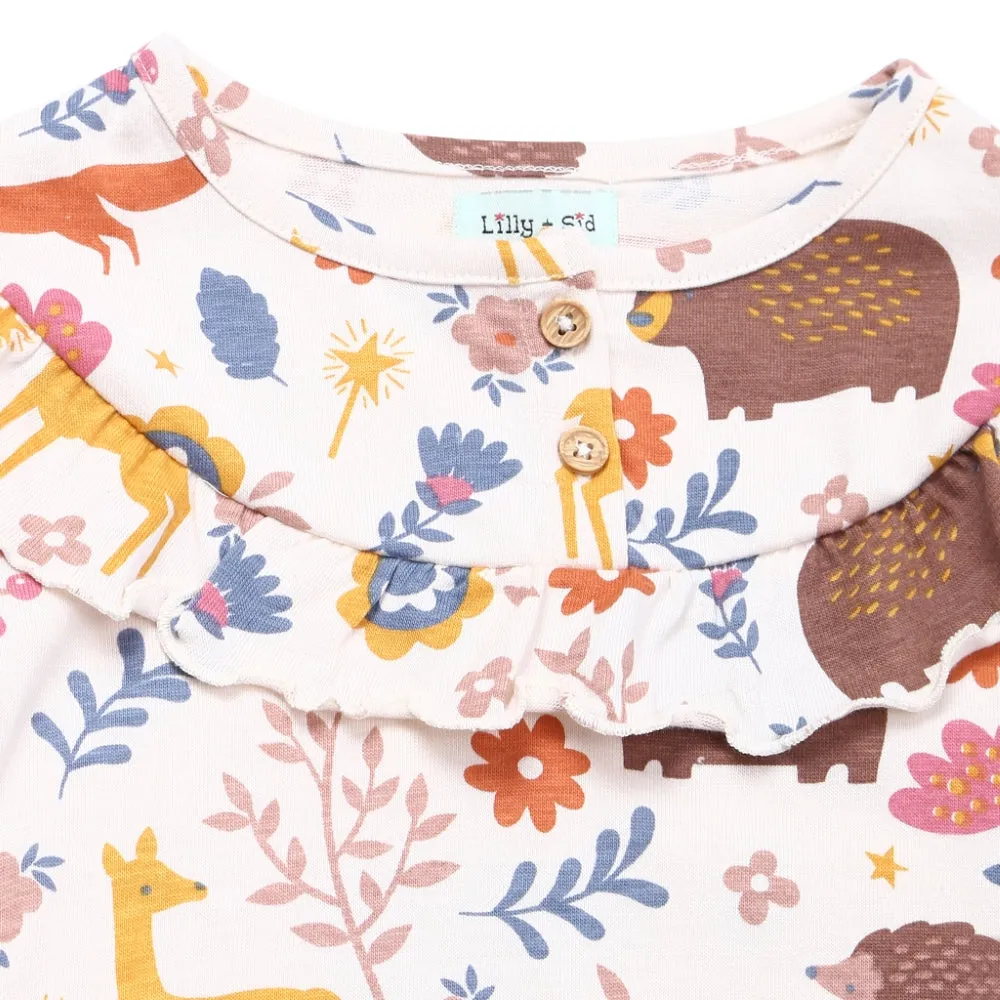 Multicoloured Animal Forest Print Top And Legging Set