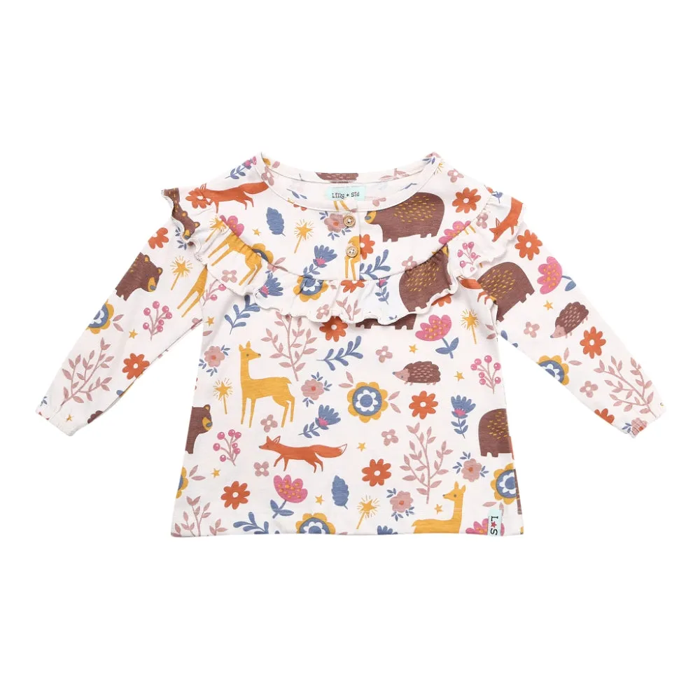 Multicoloured Animal Forest Print Top And Legging Set