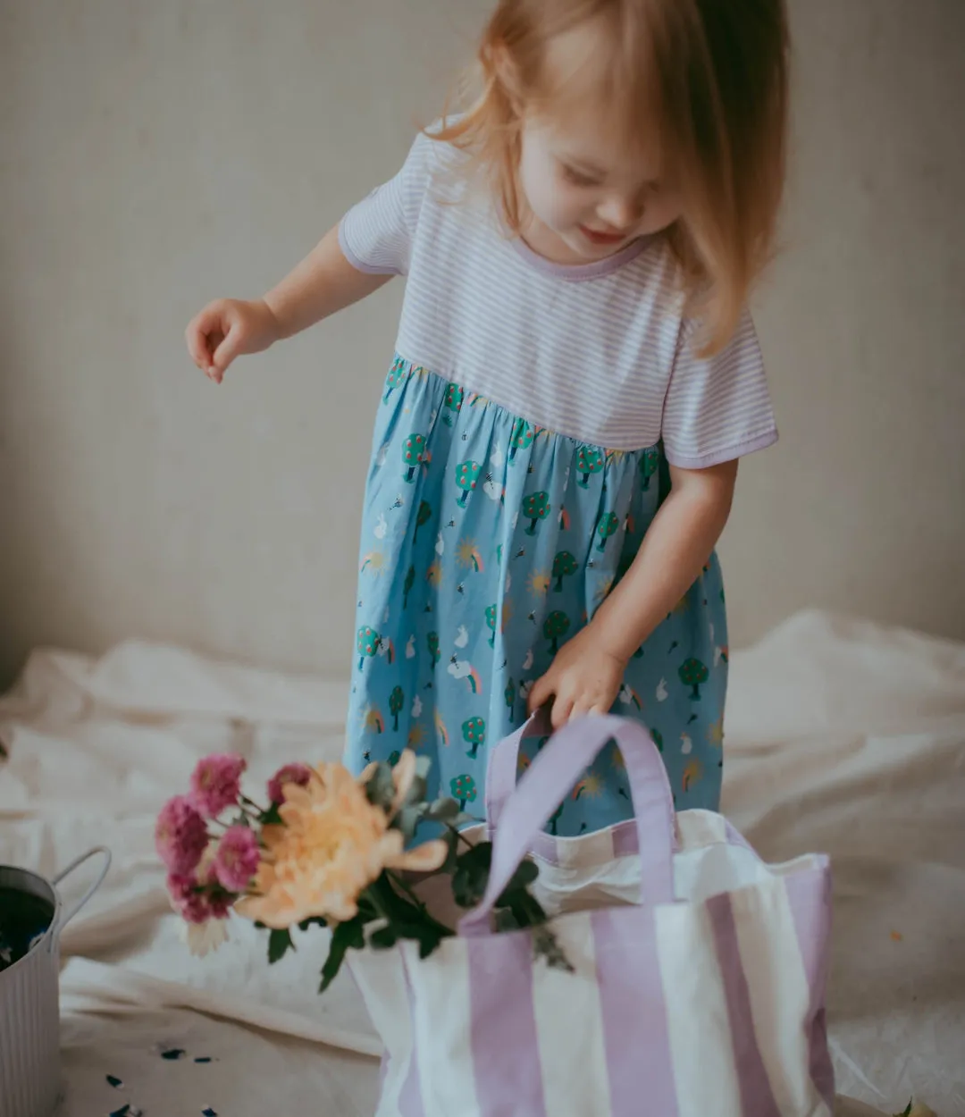 Multicoloured Bunny Print Dress