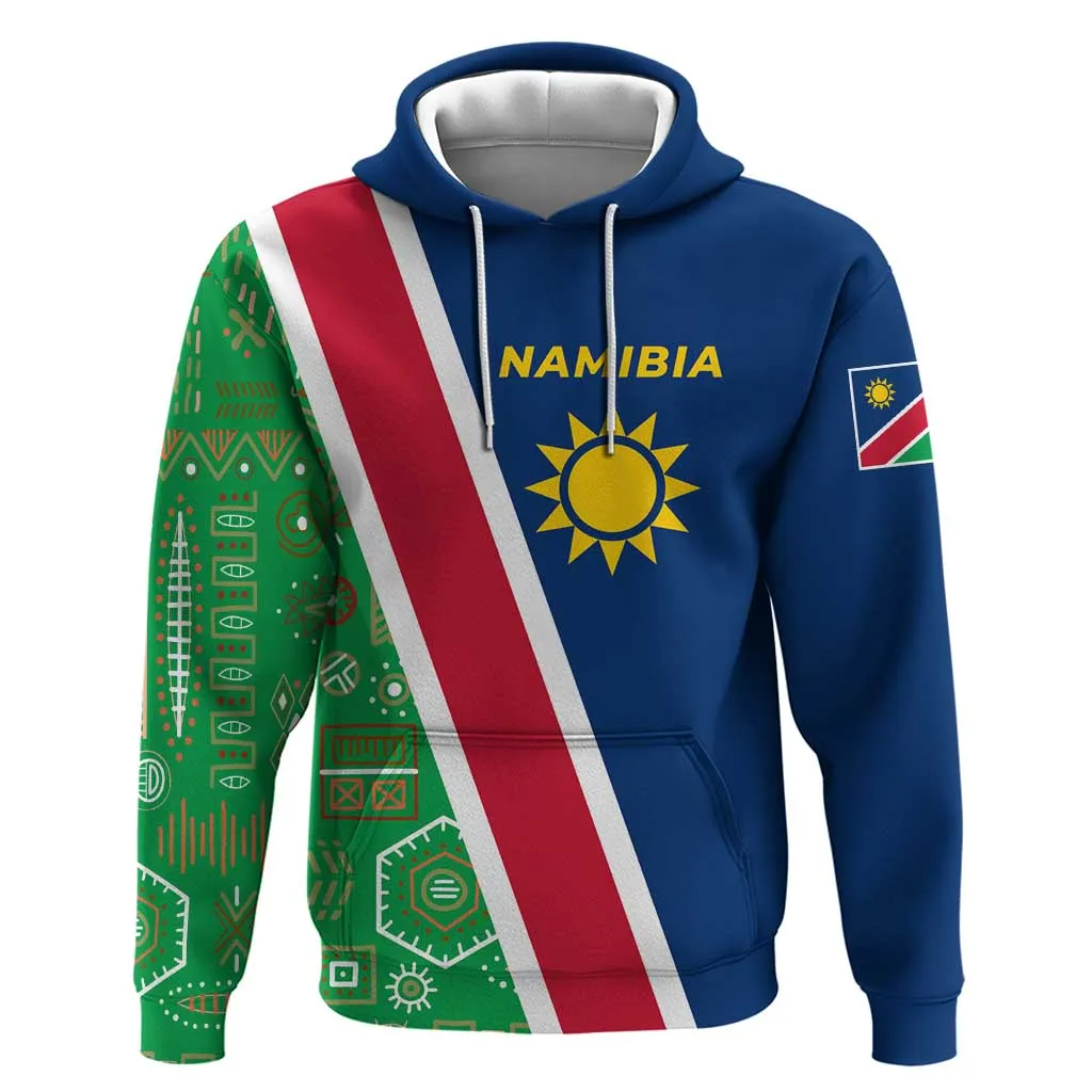 Namibia Gemsbok Zip Hoodie Flag Design with African Patterns TS04