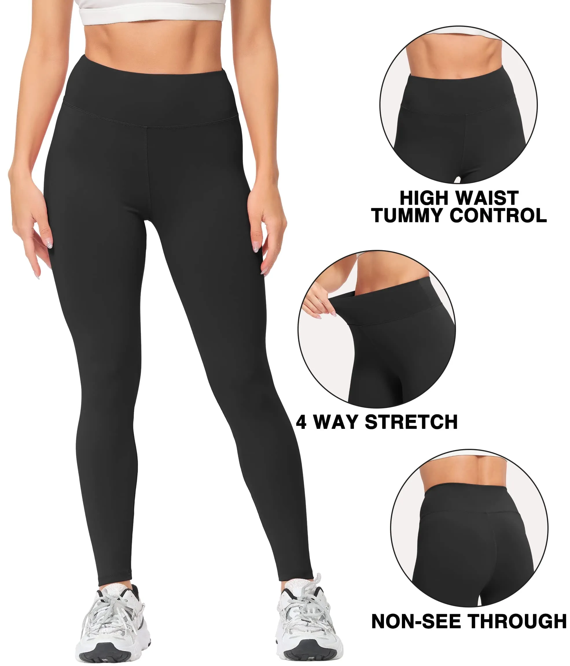 Natural Feelings Buttercloud High Waisted Leggings for Women Ultra Soft Stretch Opaque Slim Yoga Leggings,2-Pack,Black,L-XL