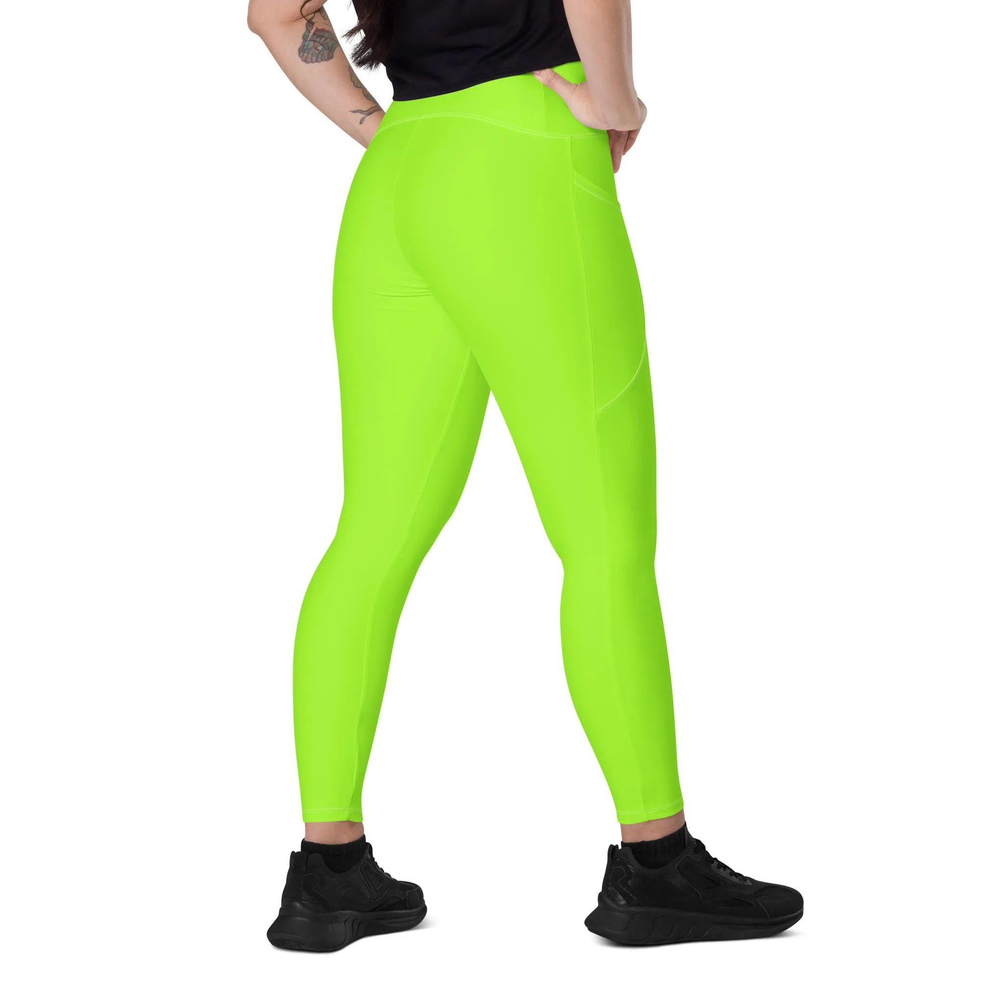 Neon Green Leggings with Pocket