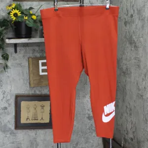 Nike Womens Tight Fit High Rise Full Length Leggings Burnt Orange 2X