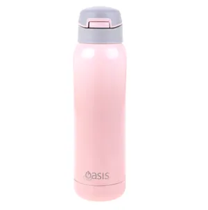 Oasis S/S Insulated Drink Bottle W/Flip Straw Lid 500ml Soft Pink