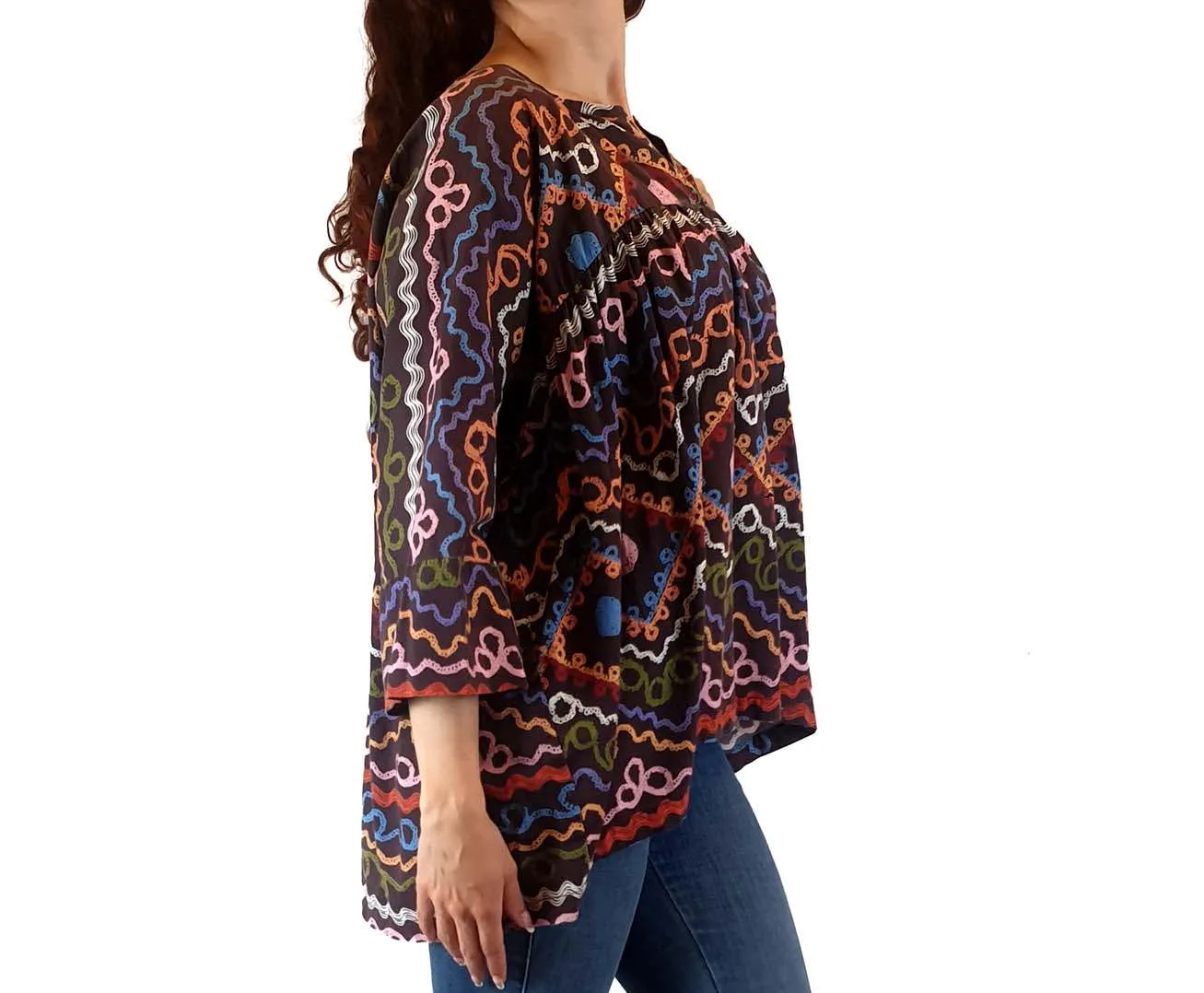 Obus colourful squiggle print oversize smock top size 0 (fits sizes 6-small 12)