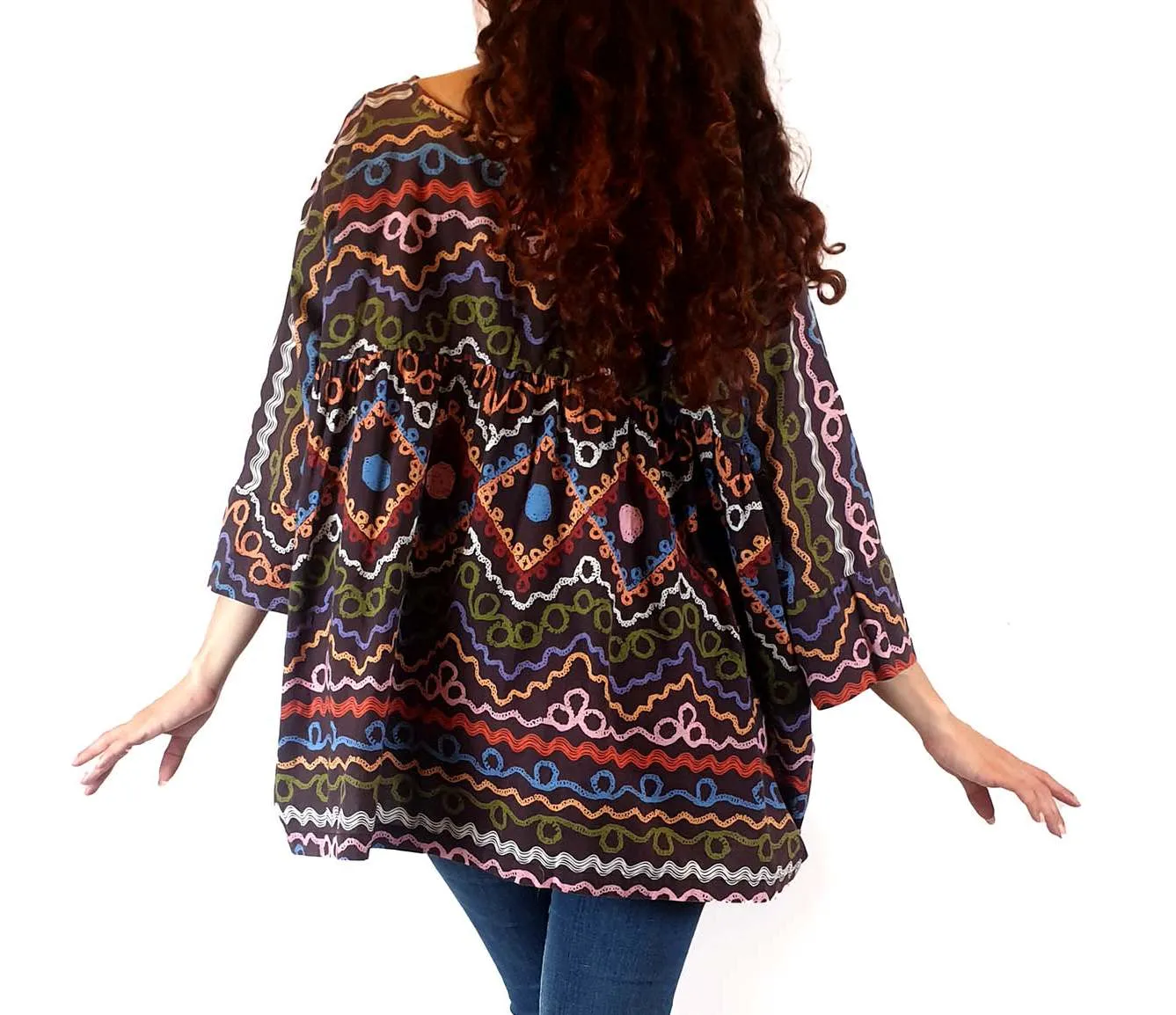Obus colourful squiggle print oversize smock top size 0 (fits sizes 6-small 12)