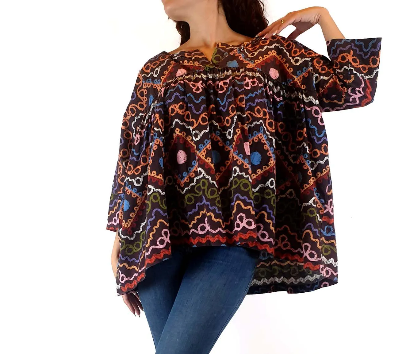 Obus colourful squiggle print oversize smock top size 0 (fits sizes 6-small 12)