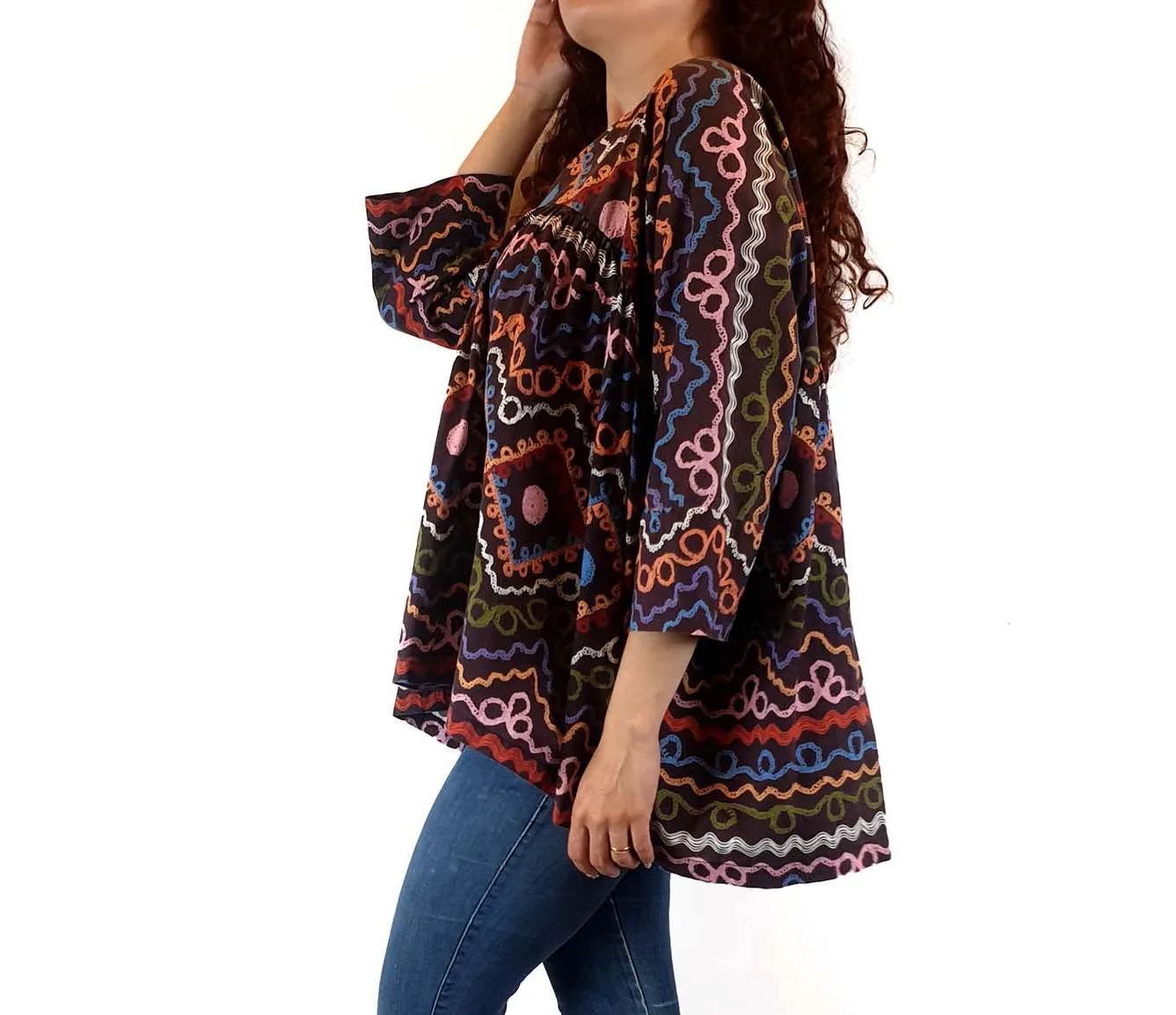 Obus colourful squiggle print oversize smock top size 0 (fits sizes 6-small 12)