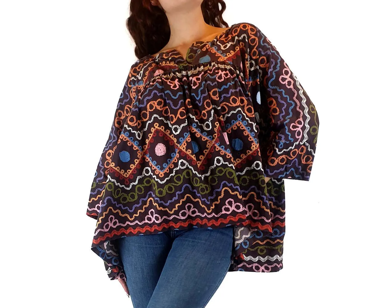 Obus colourful squiggle print oversize smock top size 0 (fits sizes 6-small 12)