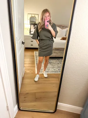 Olive Scuba Skirt