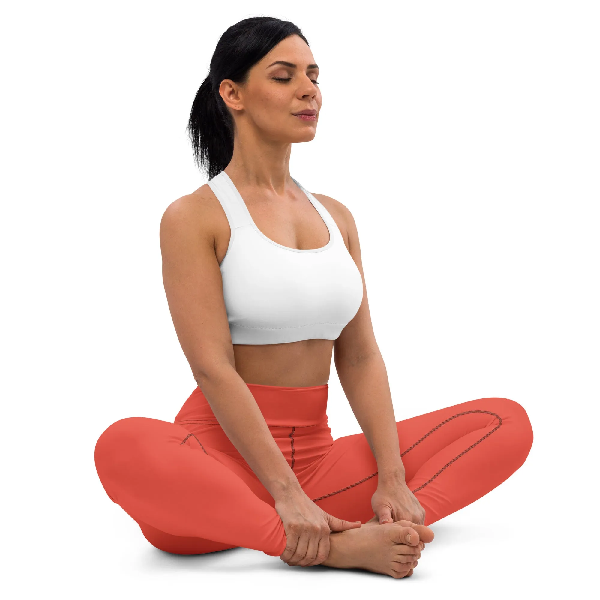 ORANGE RED - WOMEN'S HIGH WAIST YOGA LEGGINGS