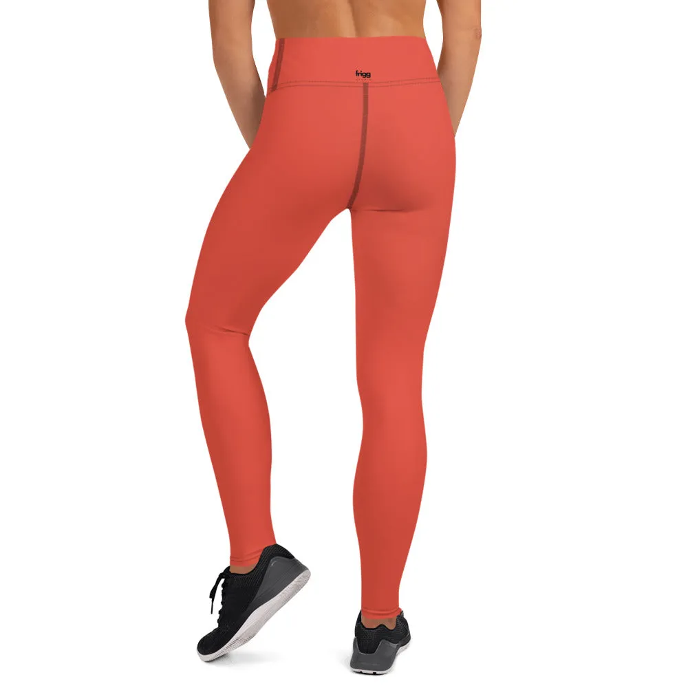 ORANGE RED - WOMEN'S HIGH WAIST YOGA LEGGINGS