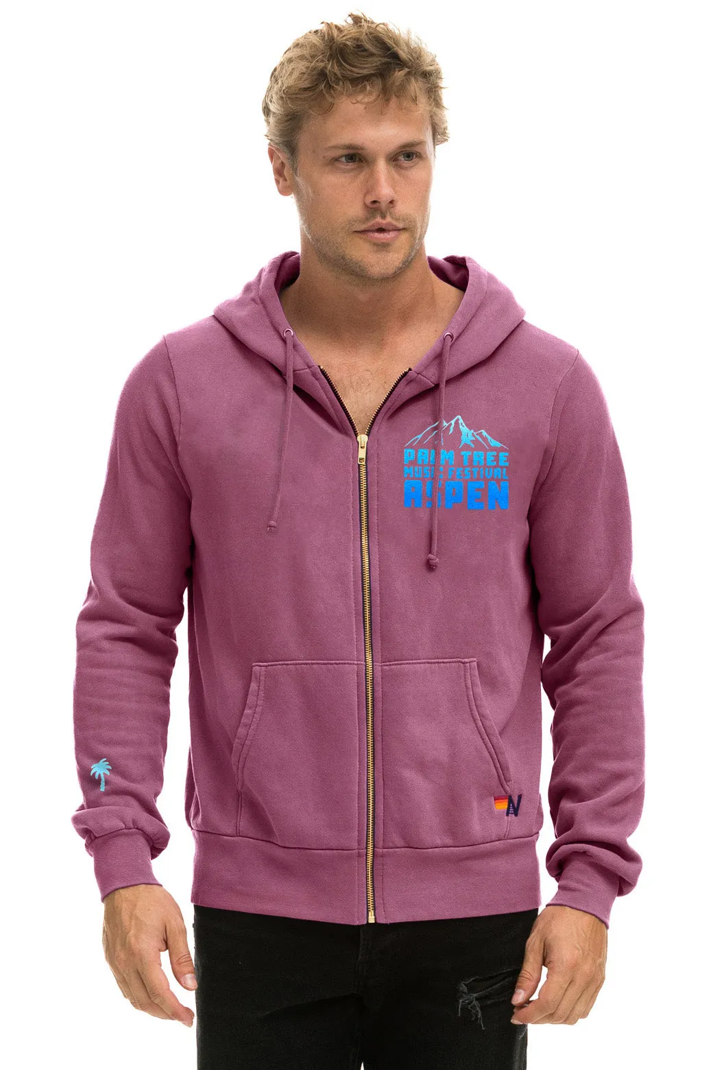 PALM TREE FESTIVAL ASPEN 2025 ZIP HOODIE - BERRY