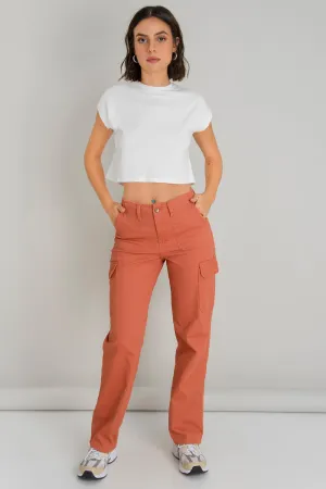 Pantalón cargo de fit recto con cintura alta