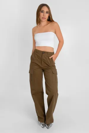 Pantalón cargo de fit wide leg con raya