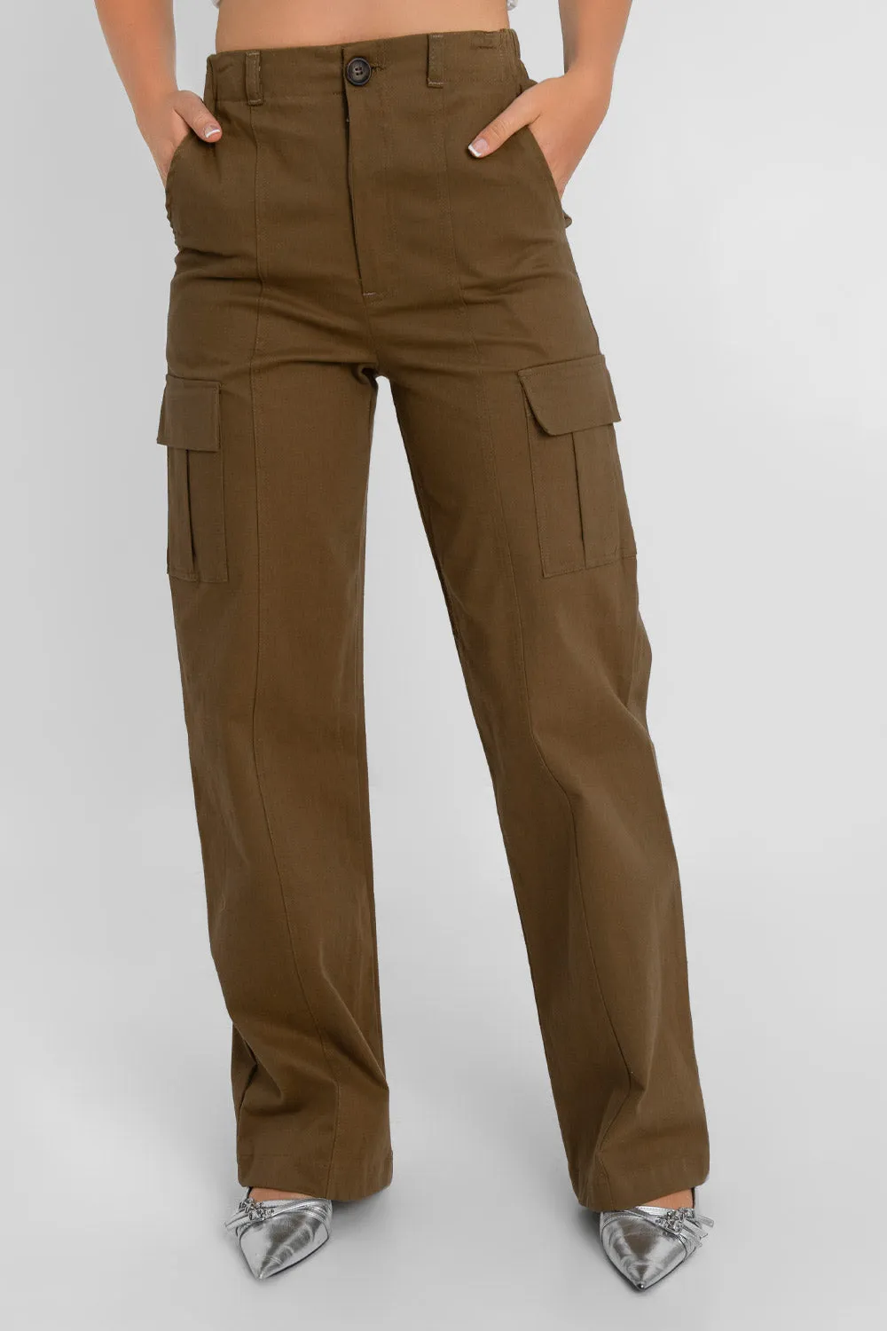 Pantalón cargo de fit wide leg con raya